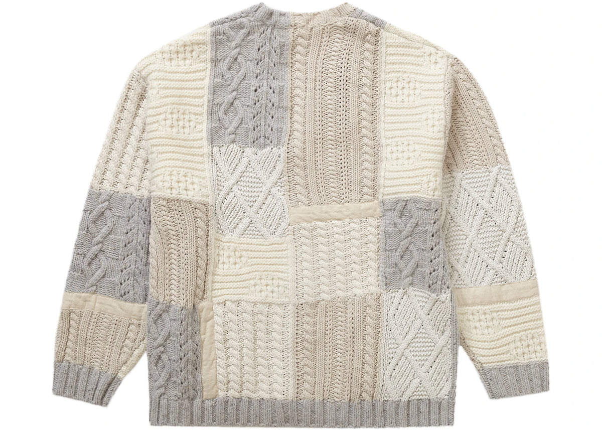 Supreme Patchwork Cable Knit Cardigan Ivory - vue secondaire B