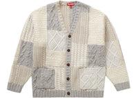 Supreme Patchwork Cable Knit Cardigan Ivory