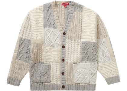 Supreme Patchwork Cable Knit Cardigan Ivory - product view 2