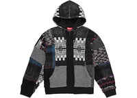 Supreme Patchwork Zip Up Hooded Sweater Black