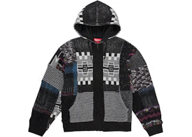 Supreme Patchwork Zip Up Hooded Sweater Black