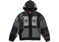 Supreme Patchwork Zip Up Hooded Sweater Black