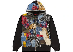 Supreme Patchwork Zip Up Hooded Sweatshirt Black - authentic Supreme apparel