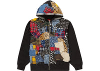 Supreme Patchwork Zip Up Hooded Sweatshirt Black