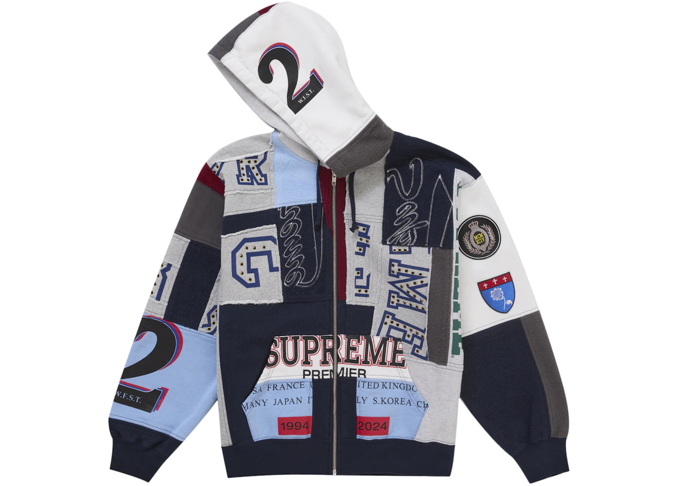 Supreme Patchwork Kapuzenpullover mit Reißverschluss (SS25) Marineblau - vue secondaire A
