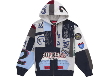 Supreme Patchwork Zip Up Hooded Sweatshirt (SS25) Navy - authentic Supreme apparel