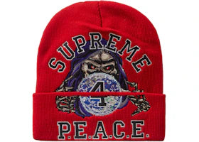 Supreme Peace Embroidered Beanie Red - vue secondaire A