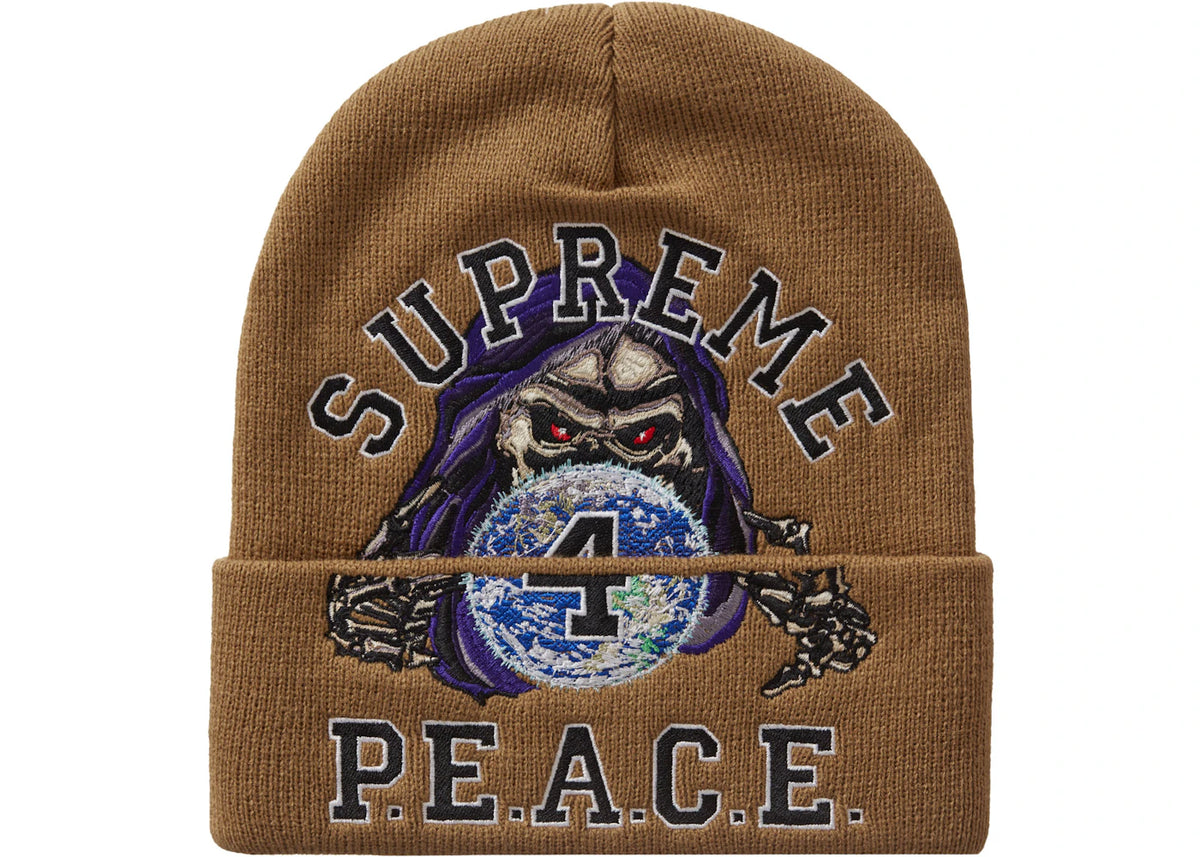 Supreme Peace Embroidered Beanie Tan - vue secondaire A