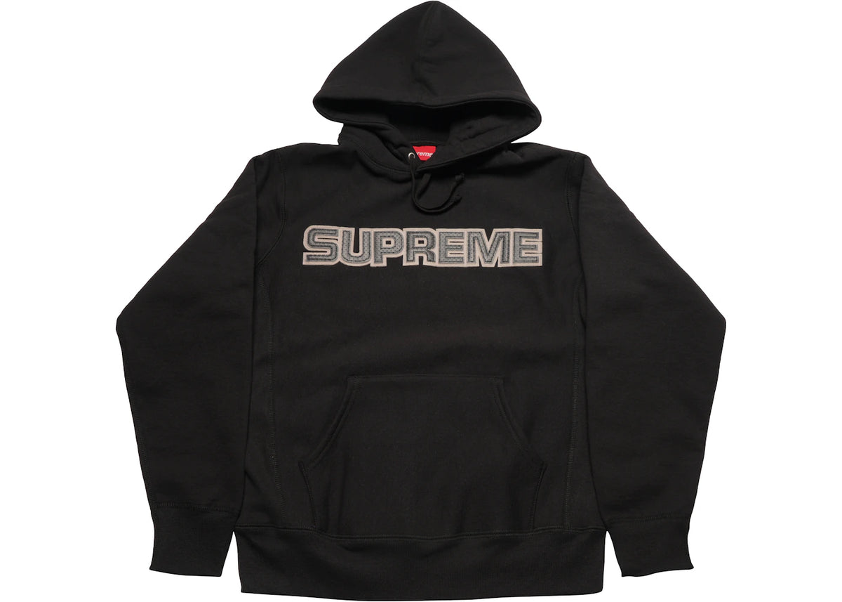 Supreme Perforated Leather Hooded Sweatshirt Black - vue 360