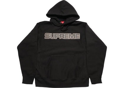Supreme Perforated Leather Hooded Sweatshirt Black - apparel view 2
