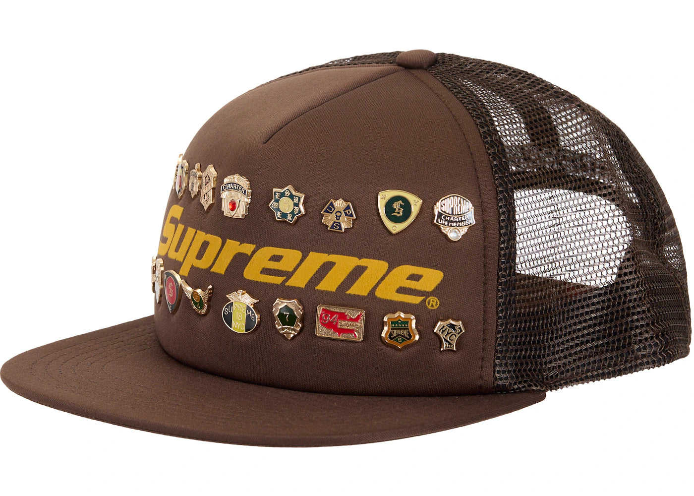 Supreme Pins Mesh Back 5-Panel Brown - vue secondaire A