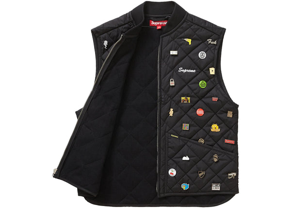 Supreme Pins Quilted Work Vest Black