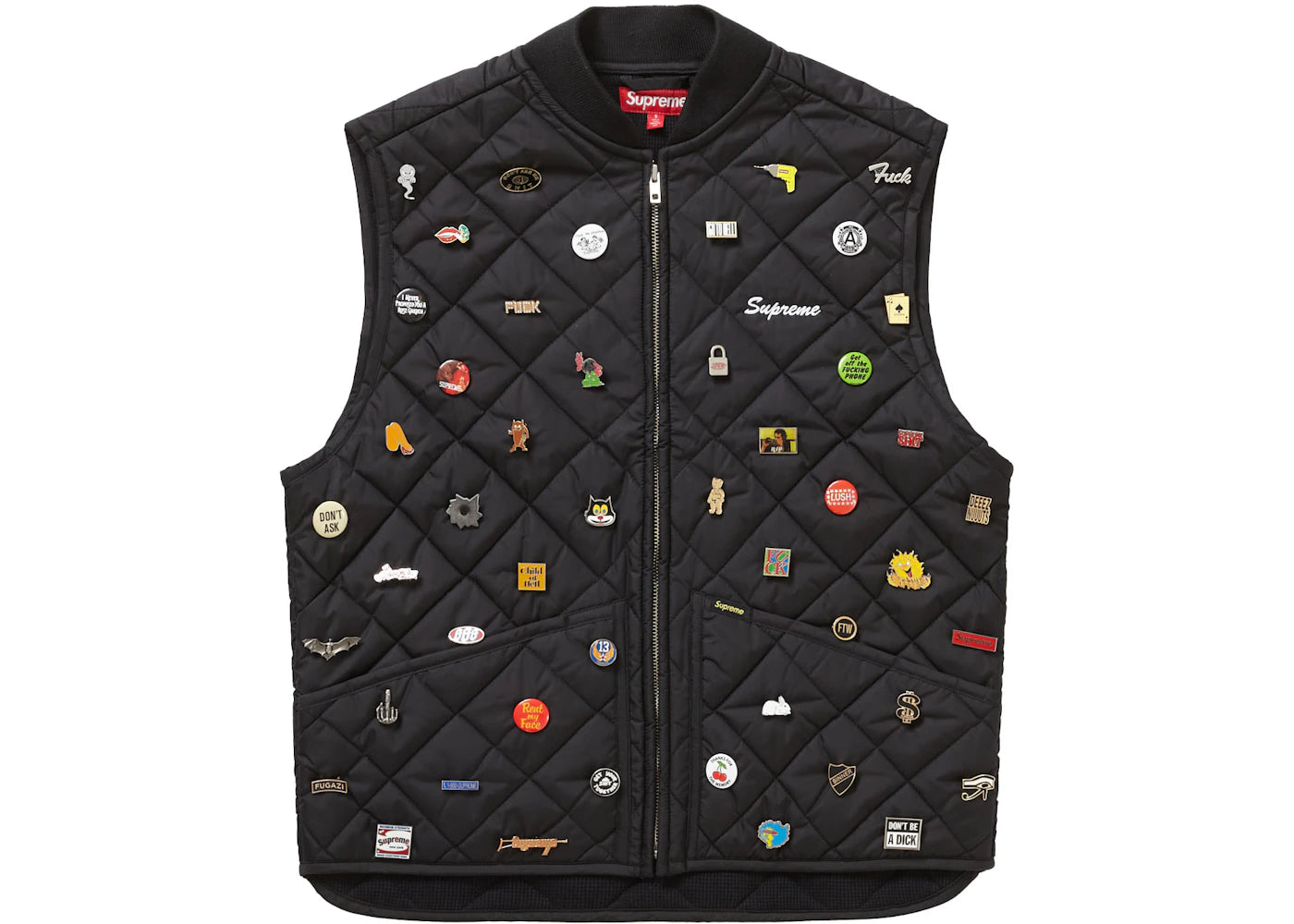 Supreme Pins Quilted Work Vest Black - vue 360