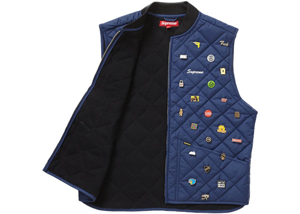 Supreme Pins Quilted Work Vest Navy