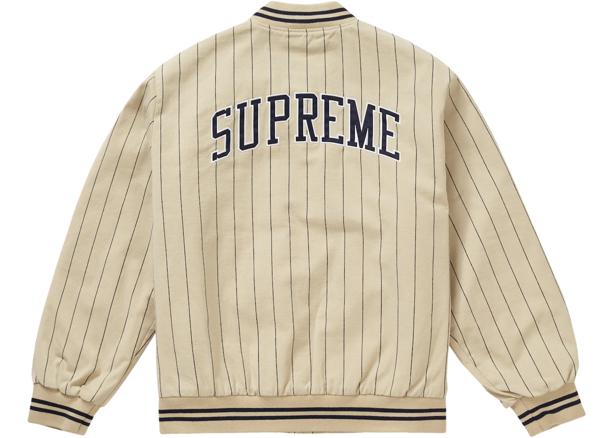 Supreme Pinstripe Varsity Jacket Tan - vue secondaire B