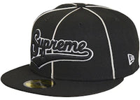 Supreme x New Era Piping Script Logo Cap Black