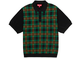 Supreme Plaid Knit S/S Polo Black