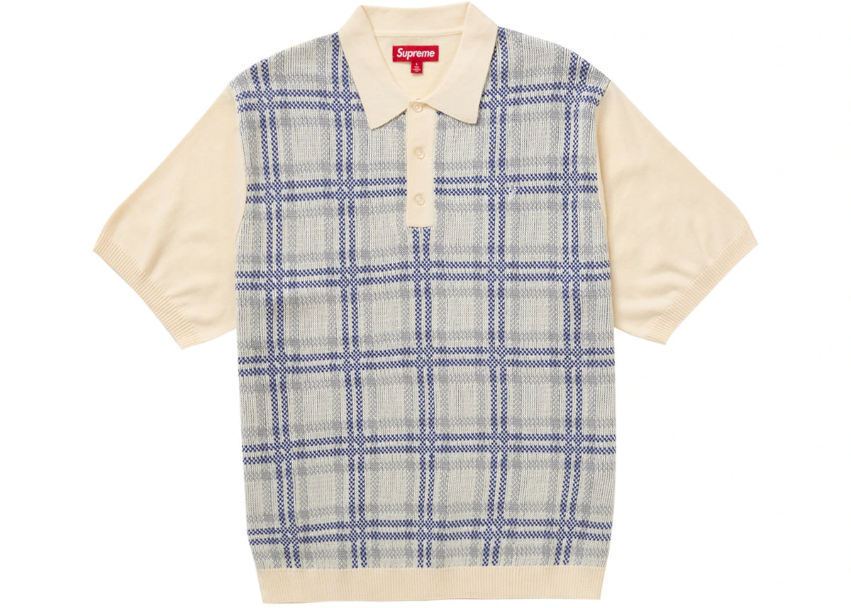Supreme Plaid Knit S S Polo White - vue secondaire B