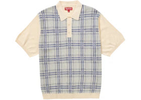Supreme Plaid Knit S S Polo White