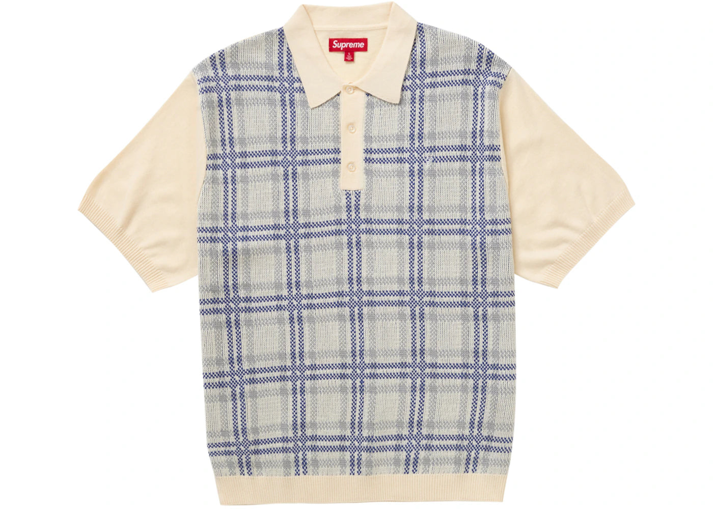 Supreme Plaid Knit S S Polo White - vue secondaire A