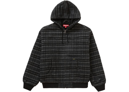 Supreme Plaid Wool Hooded Work Jacket Black - apparel view 2