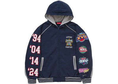 Supreme Playoffs Zip Up Hooded Sweatshirt Navy