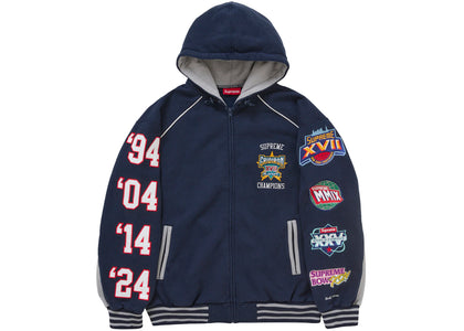 Supreme Playoffs Zip Up Hooded Sweatshirt Navy - authentic Supreme apparel