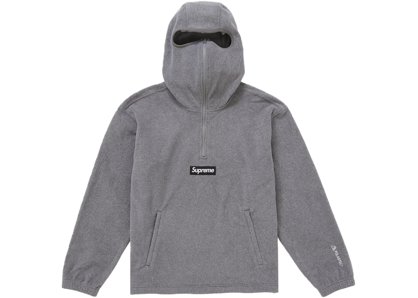 Supreme Polartec Face Mask Half Zip Hooded Sweatshirt Grey - vue 360