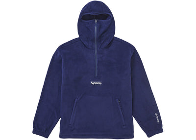 Supreme Polartec Kapuzenpullover mit halber Reißverschluss und Gesichtsmaske (Herbst/Winter 2024) Marineblau