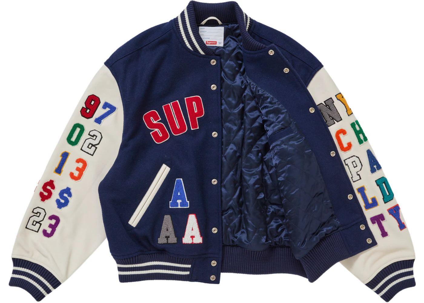 Supreme Praises Varsity Jacket Navy - vue secondaire B