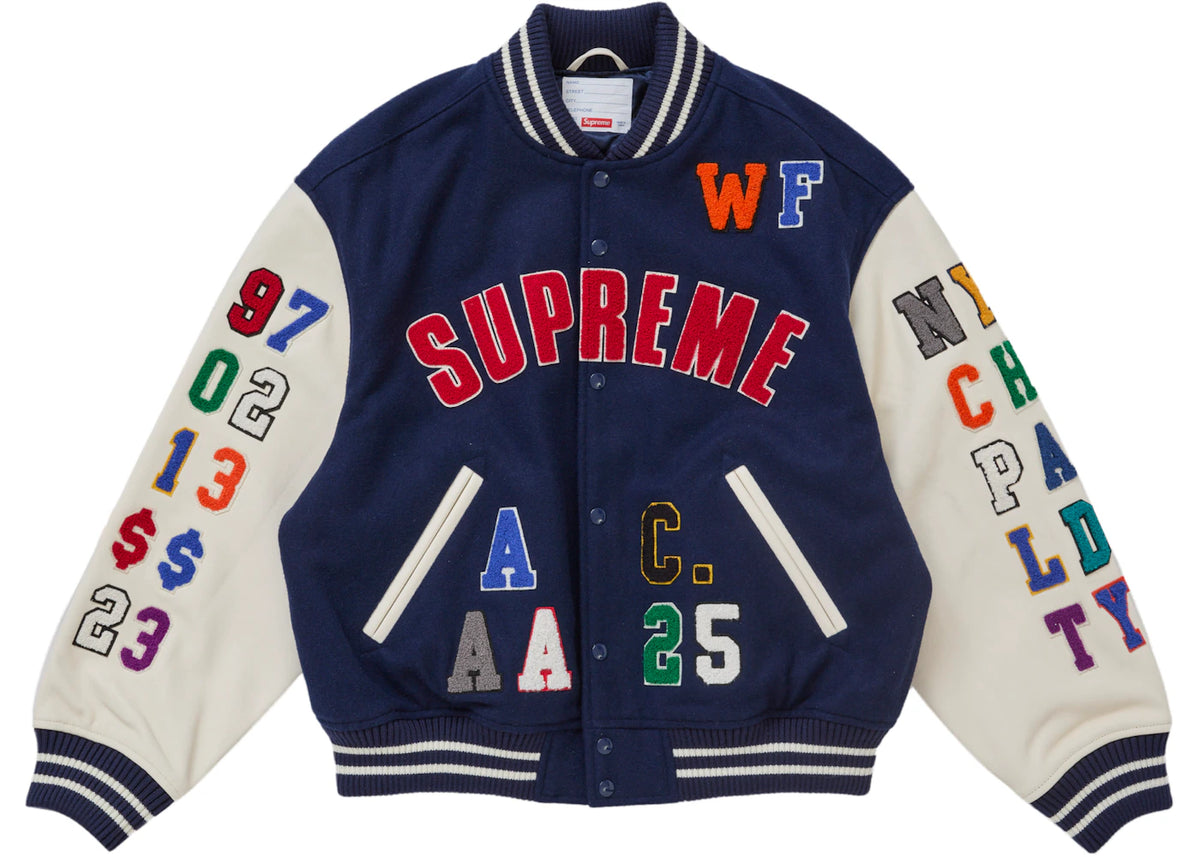 Supreme Praises Varsity Jacket Navy - vue secondaire A