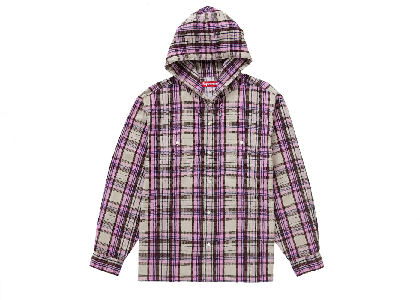 Supreme Printed Hooded Flannel Shirt Pink - vue secondaire A