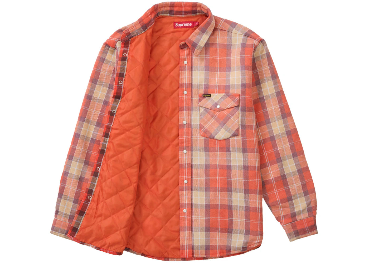 Supreme Quilted Flannel Snap Shirt Orange