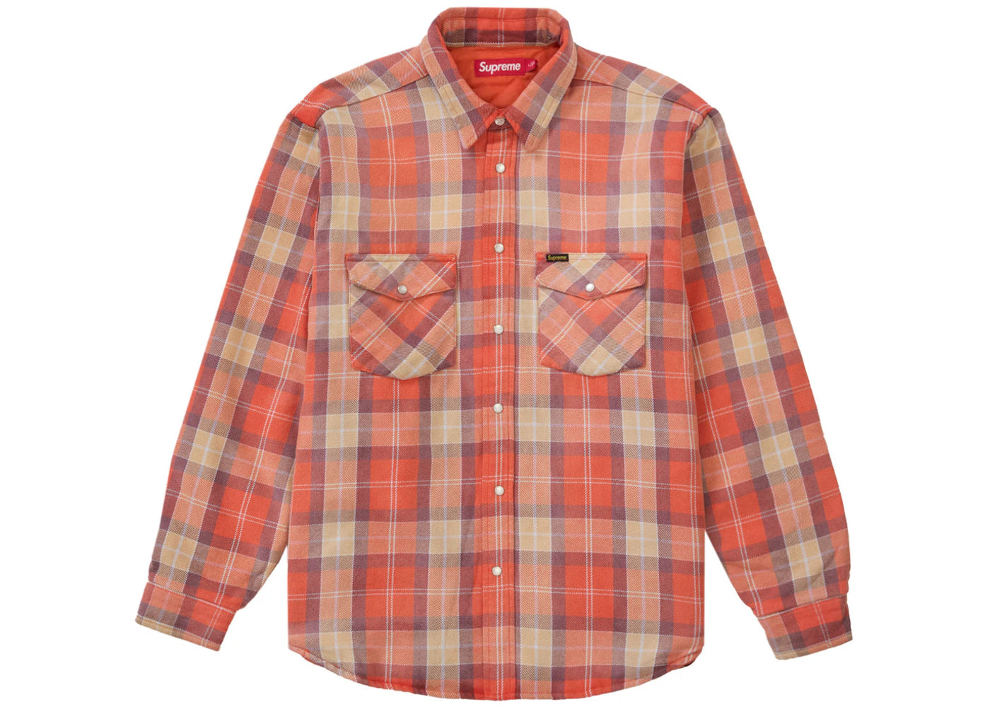 Supreme Quilted Flannel Snap Shirt Orange sneakers - authentic Supreme shoes