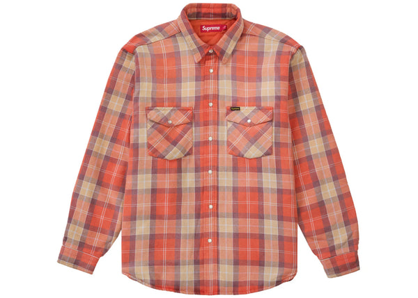 Supreme Quilted Flannel Snap Shirt Orange sneakers - authentic Supreme shoes