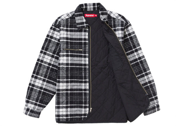Supreme Quilted Flannel Zip Up Shirt Black