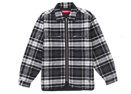 Supreme Quilted Flannel Zip Up Shirt Black - authentic Supreme apparel