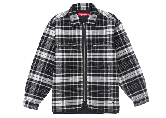 Supreme Quilted Flannel Zip Up Shirt Black