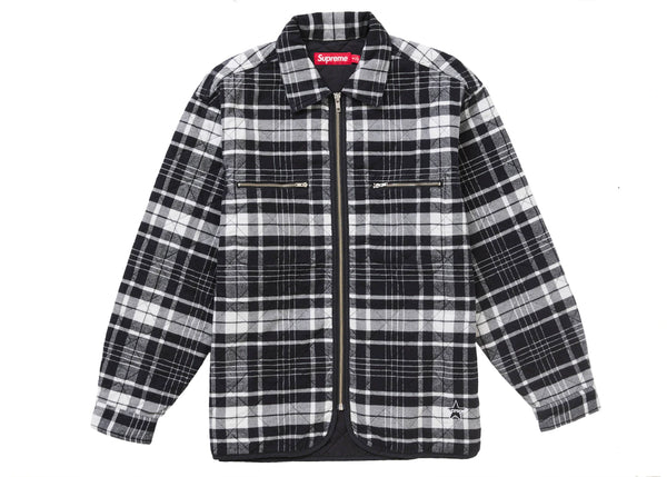 Supreme Quilted Flannel Zip Up Shirt Black