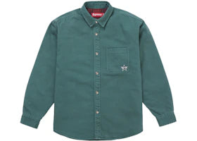 Supreme Quilted Lined Denim Snap Shirt Teal