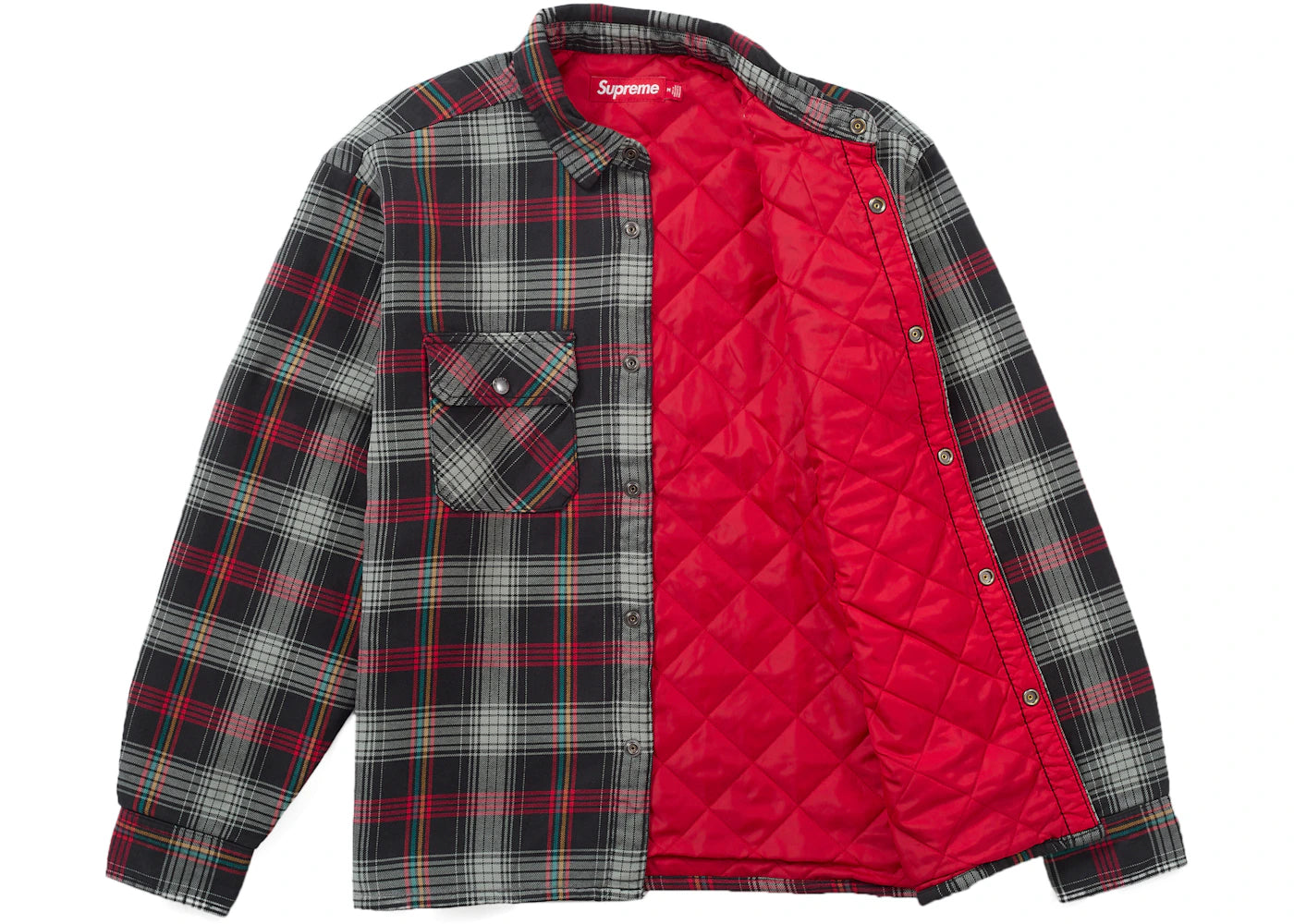 Supreme Quilted Lined Flannel Snap Shirt Black - vue secondaire B
