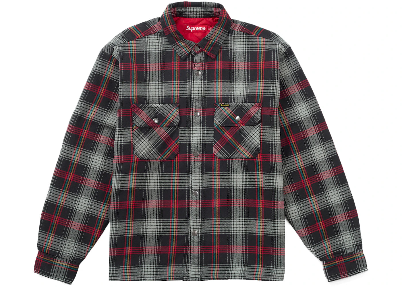 Supreme Quilted Lined Flannel Snap Shirt Black - vue secondaire A