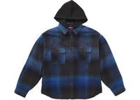 Supreme Quilted Lined Hooded Flannel Shirt Blue Plaid