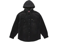 Supreme Quilted Lined Hooded Velvet Shirt Black