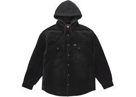 Supreme Quilted Lined Hooded Velvet Shirt Black