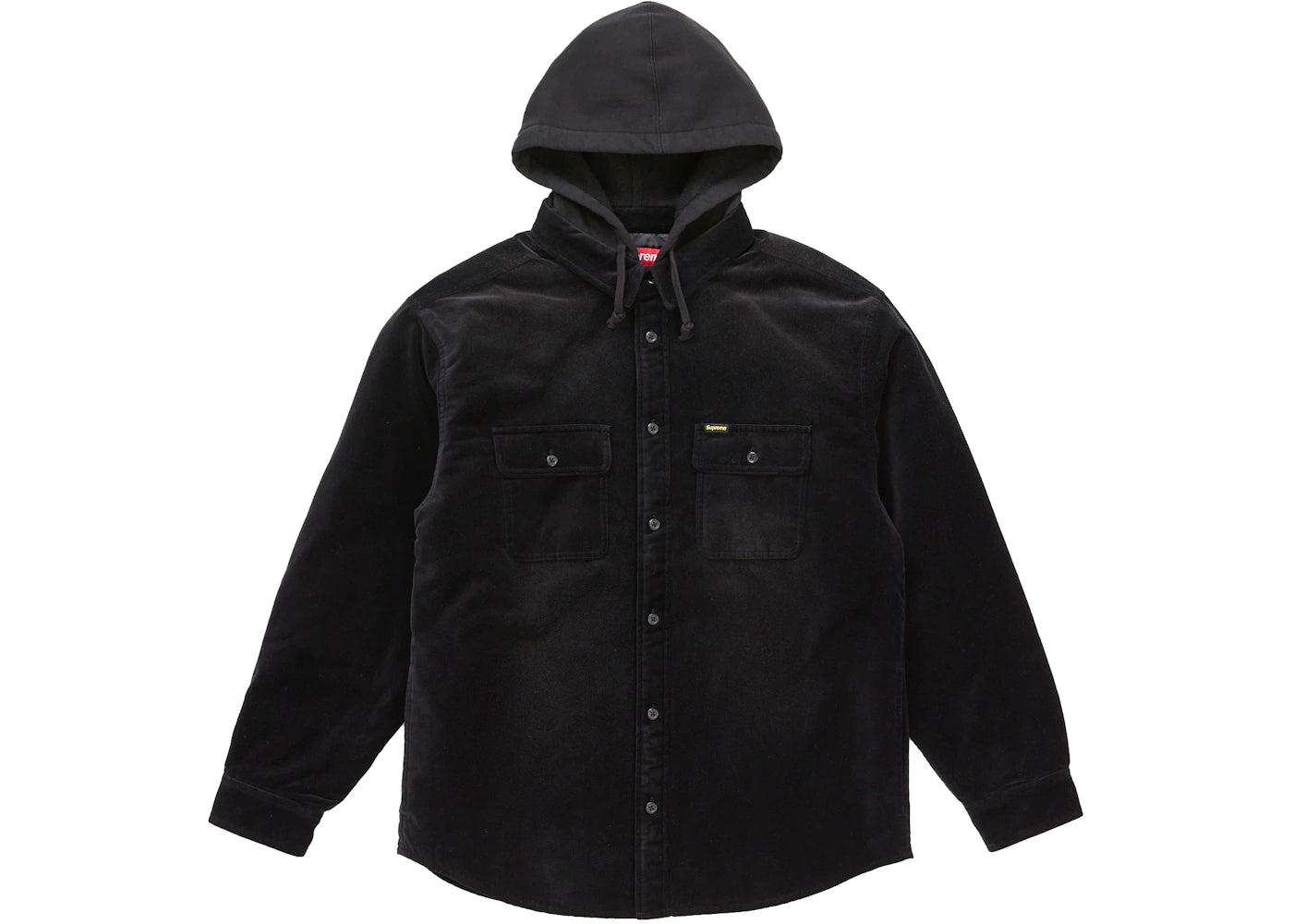 Supreme Quilted Lined Hooded Velvet Shirt Black - vue secondaire A