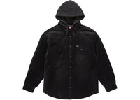 Supreme Quilted Lined Hooded Velvet Shirt Black