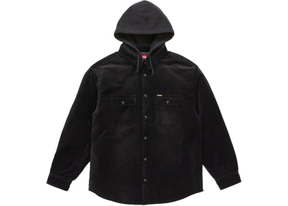 Supreme Quilted Lined Hooded Velvet Shirt Black - apparel view 2