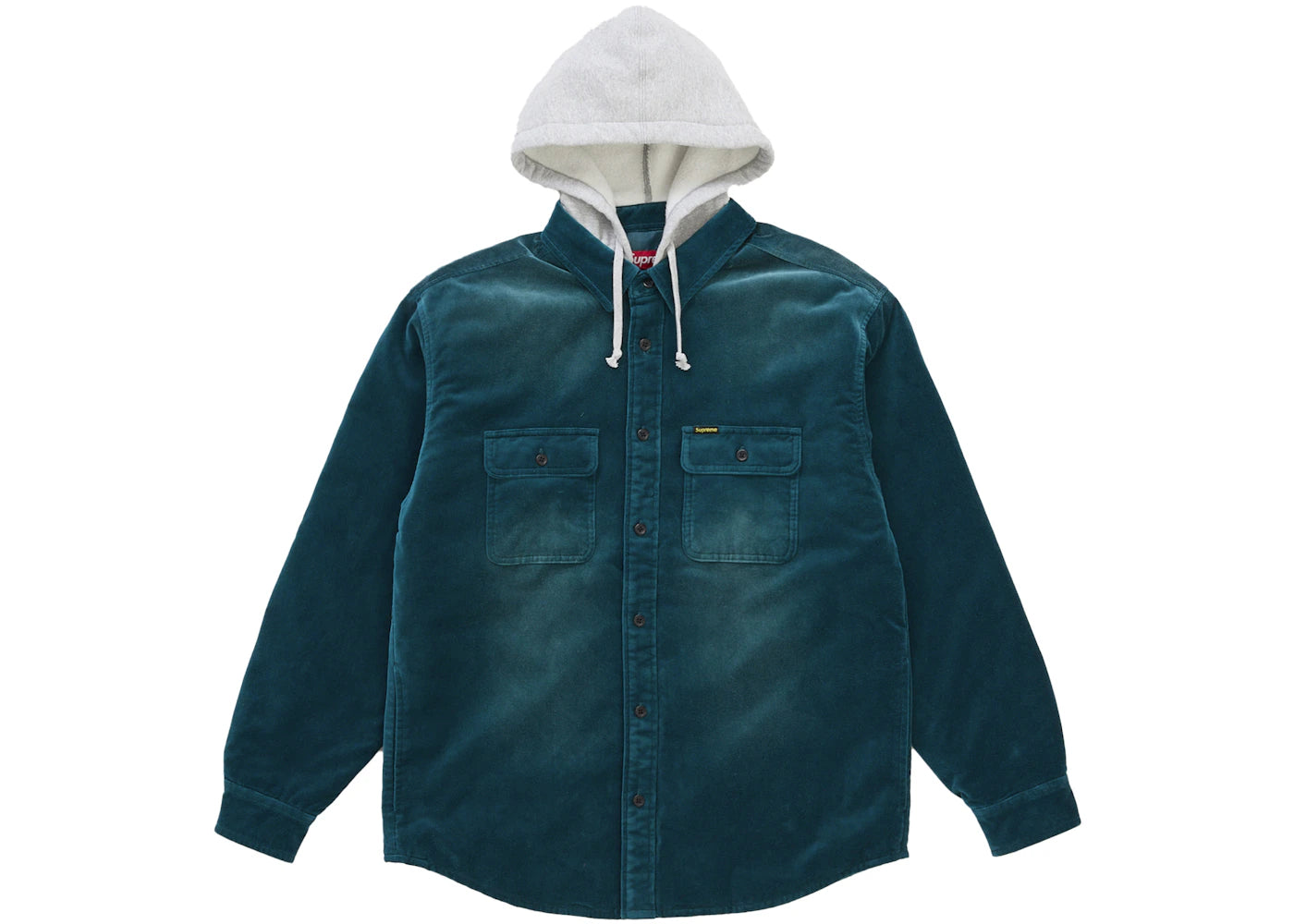 Supreme Quilted Lined Hooded Velvet Shirt Teal - vue secondaire A