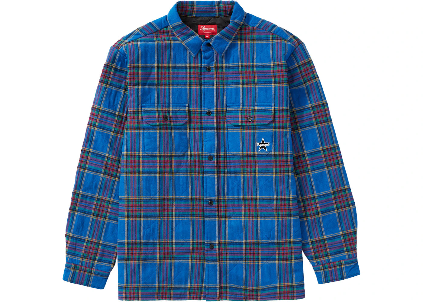 Supreme Quilted Plaid Flannel Shirt Dusty Royal - vue secondaire A